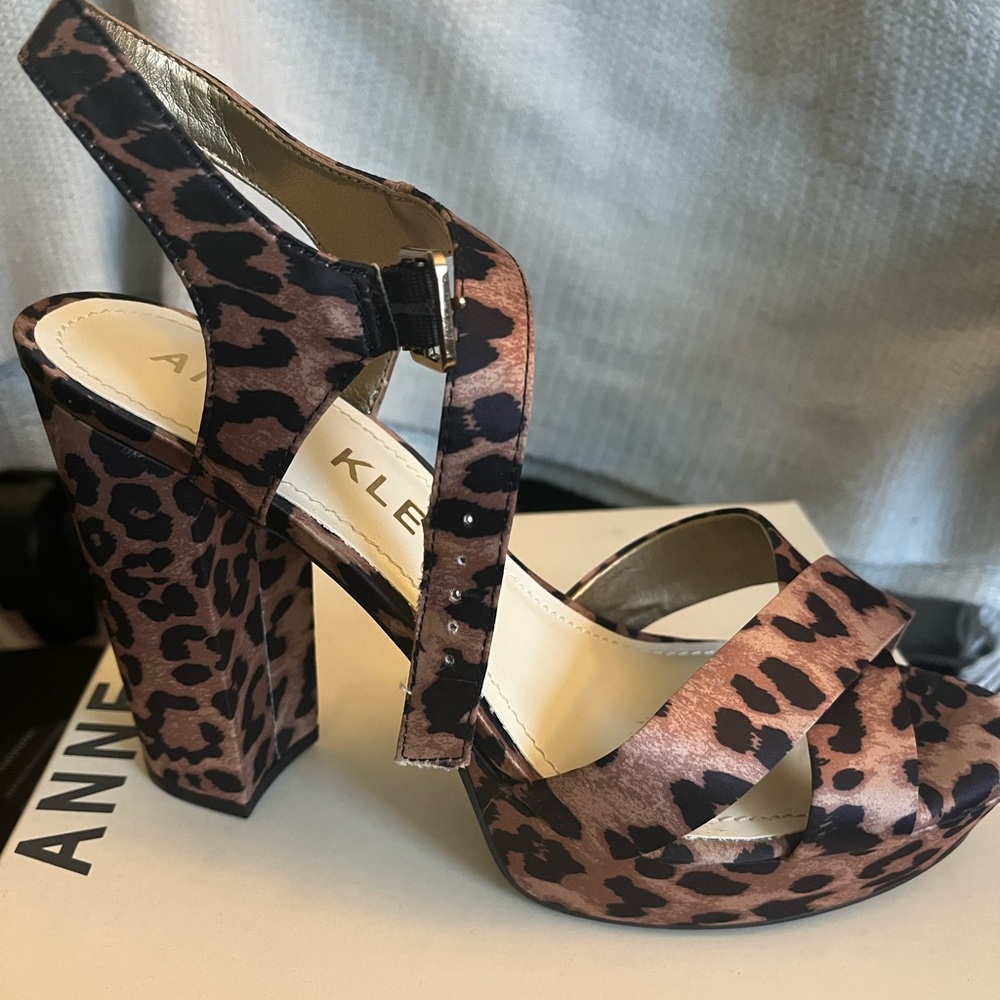Anne Klein Leopard Strap Heels Size 10